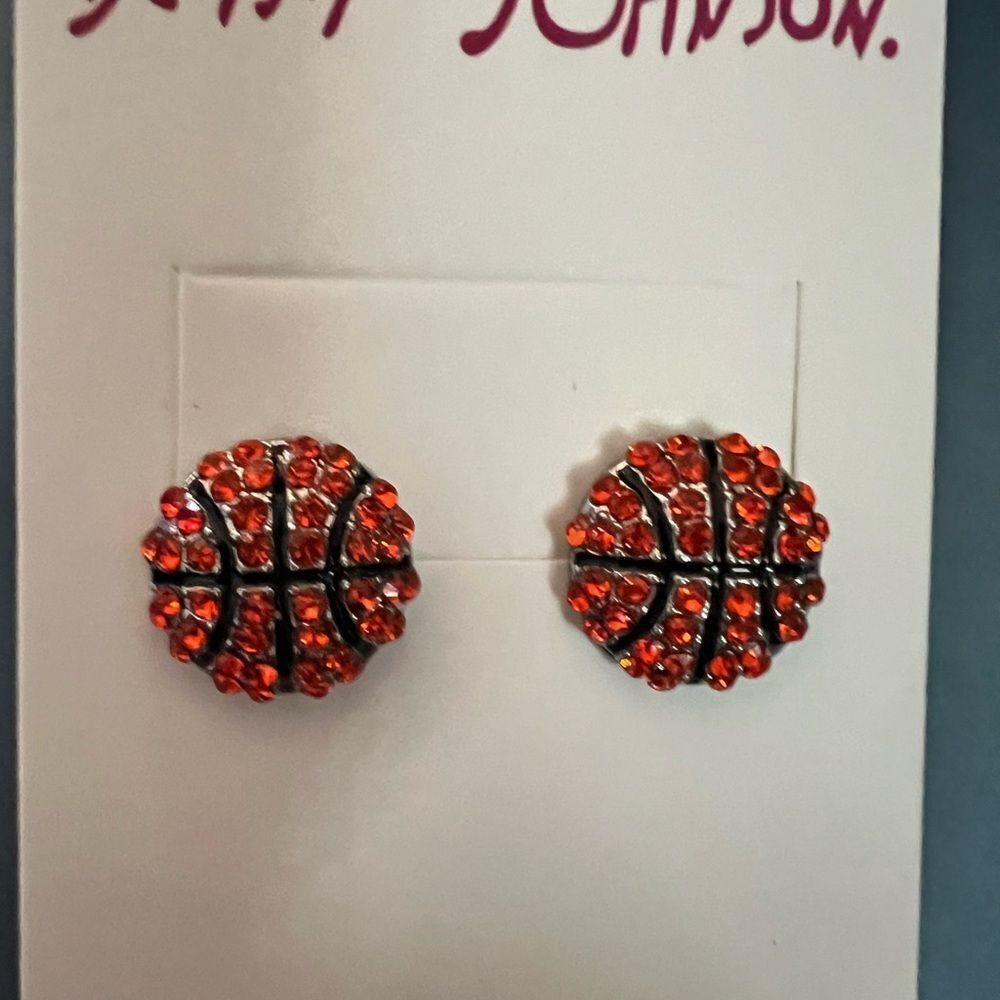 🏀 Betsey Johnson Basketball Rhinestone Earrings 🏀 - Picture 2 of 9